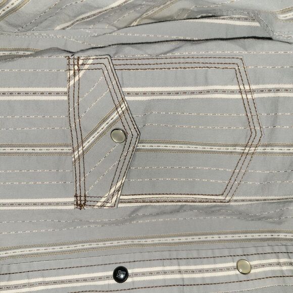 Age Of Wisdom Mens Gray Striped Shirt - Picture 6 of 6